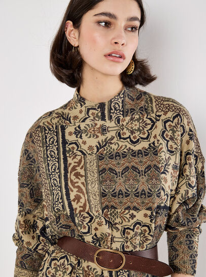 Ikat Patchwork Oversized Jumper Mini Dress