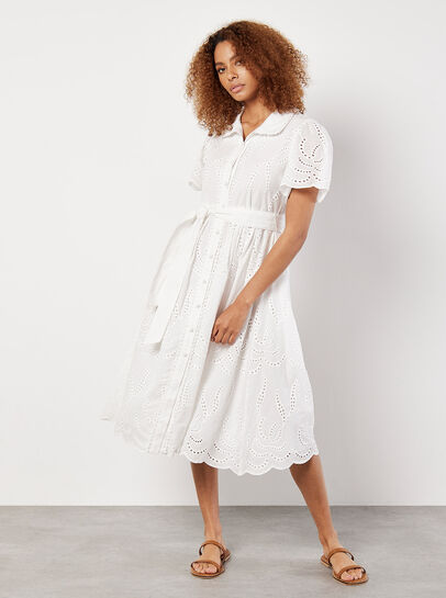 Cotton Broderie Midi Dress
