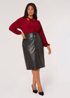 Curve Tie Neck Jersey Top, Burgundy, large