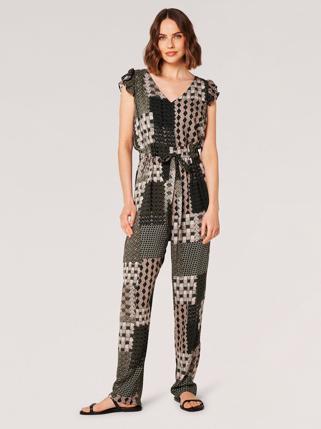 Image of Patchwork Drawstring Jumpsuit