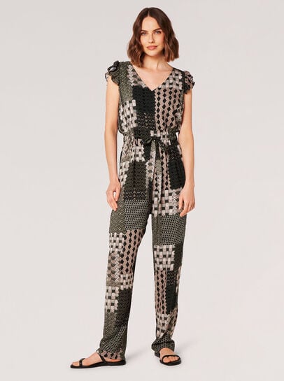 Patchwork Drawstring Jumpsuit