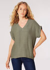 Button Back Slub T-Shirt, Khaki, large