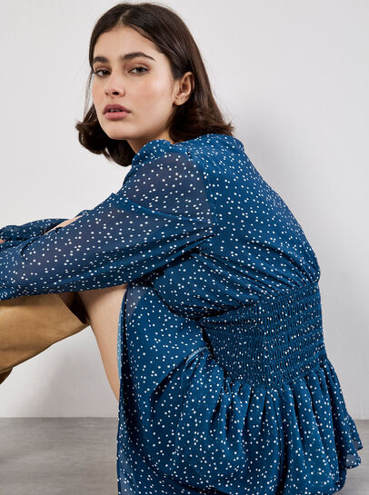 Spot Print Chiffon Mini Dress