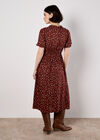Ditsy Floral Smocked Midi Dress, Burgundy, large