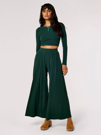 Ribbed Knit Palazzo Trousers