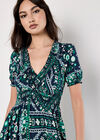 Scarf Print Smocked Maxi Dress, Navy, large