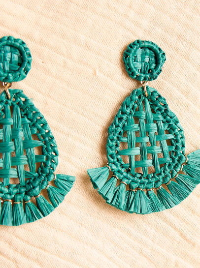 Raffia Oval Fan Earrings