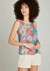 Grey Paisley Tile Sleeveless Top, Grey, large
