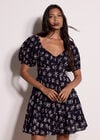Cotton Dobby Floral Mini Dress, Navy, large