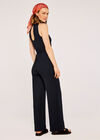 Waffle Halter Neck Jumpsuit, Navy, large