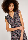Floral Ruffle Dress, Navy, large