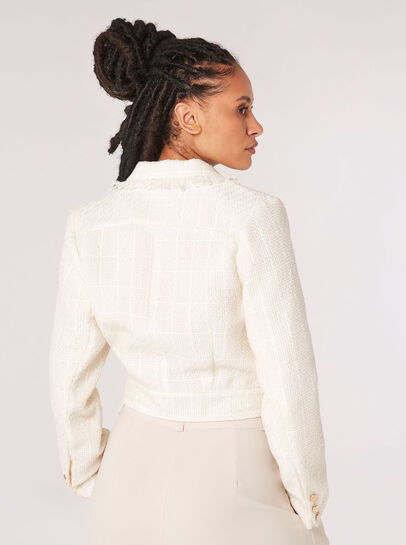 Fringed Cropped Tweed Blazer