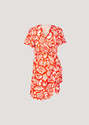 Floral Paisley Wrap Mini Dress, Orange, large
