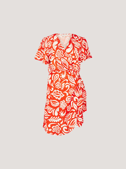 Floral Paisley Wrap Mini Dress