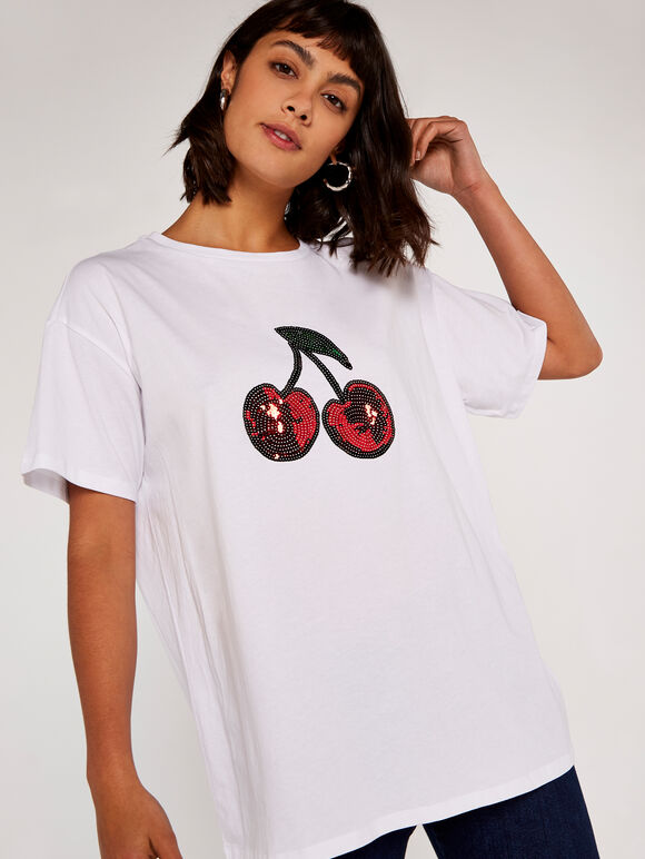 Cherry T-Shirt, White, large