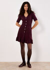 Ribbed Knit Fit And Flare Mini Dress, Burgundy, large