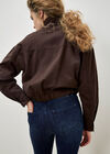Lightweight Denim Bomber Jacket, Brown, large