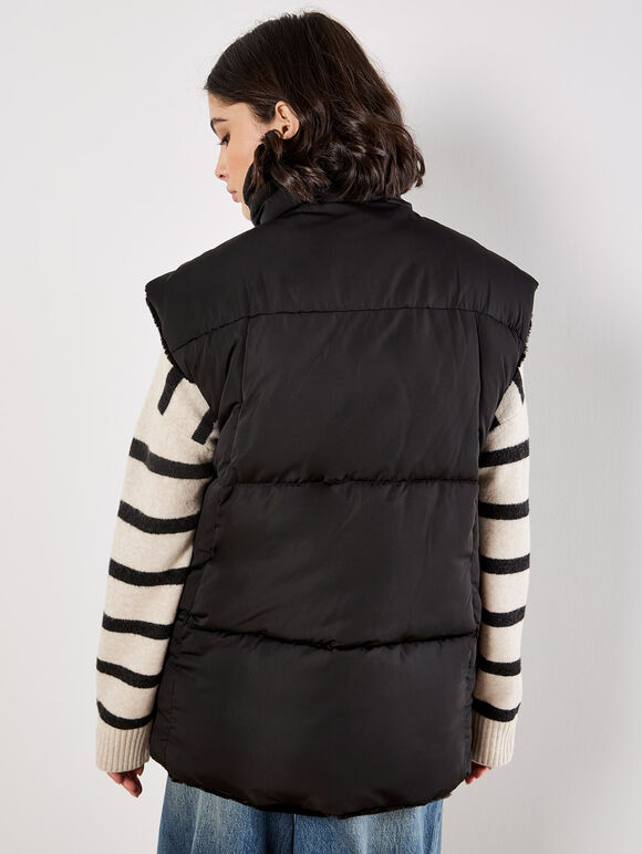 Reversible Oversized Puffer Gilet, Black, large