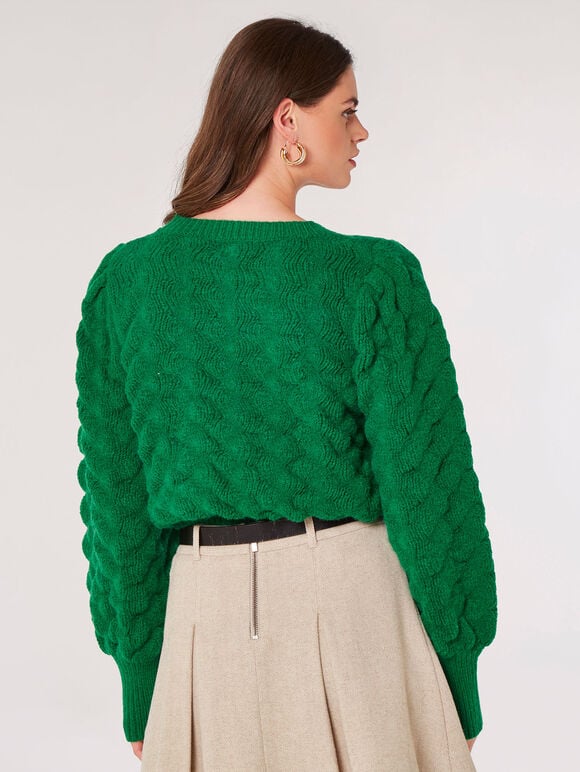 Bubble Knit Jumper, Green, large