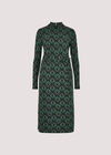 Geometric Leaves Knit Midi Dress, Green, large