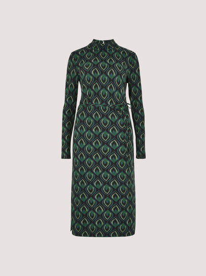 Peacock Print  Knit Midi Dress