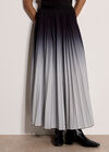 Ombre Pleated Midi Skirt, Black, large