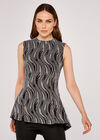 Lurex Swirls Sleeveless Top, Black, large