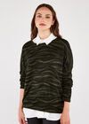Abstract Zebra Oversize Top, Green, large