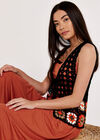 Crochet Waistcoat Cardigan, Black, large