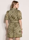 Scarf Print Shirt Mini Dress, Khaki, large