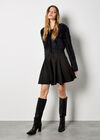 Suedette Godet Dress, Black, large