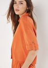 Woven Cropped Shirt, Orange, large