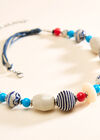 Blue And White Fabric Bead Necklace, Assorted, large