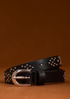Silver Rivet Studded Belt, Black, large