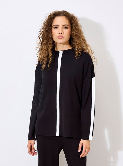 Mock Neck Mono Stripe Jumper