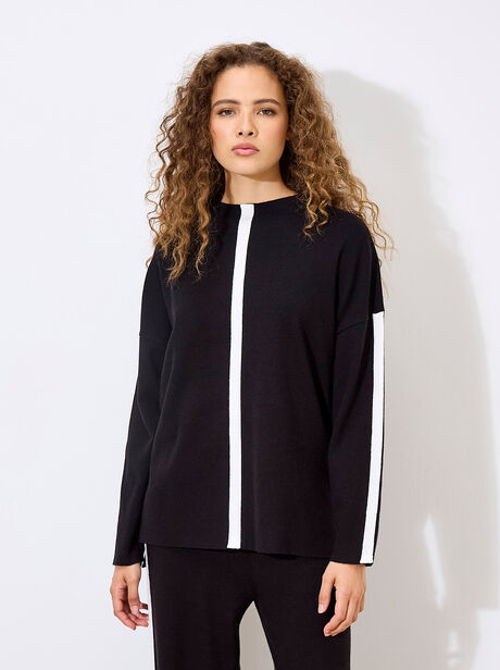 Mock Neck Mono Stripe Jumper
