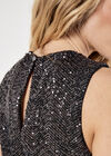 Chevron Sequin Puff Hem Top, Dark Grey - Charcoal, large