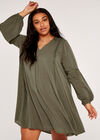 Curve Lace Detail Boho Swing Dress, Khaki, large