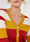 Knitted Multistripe Cardigan, Orange, large