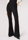 Ribbed Flare Trousers, Black, large