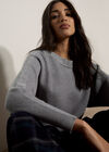 Diamante Embellished Ribbed Jumper, Grey, large