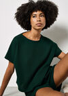 Waffle Knit Oversized T-Shirt, Green, large