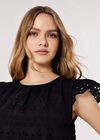 Broderie Anglaise Top, Black, large