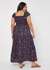Curve Ditsy Floral Milkmaid Maxi Dress, Navy, large
