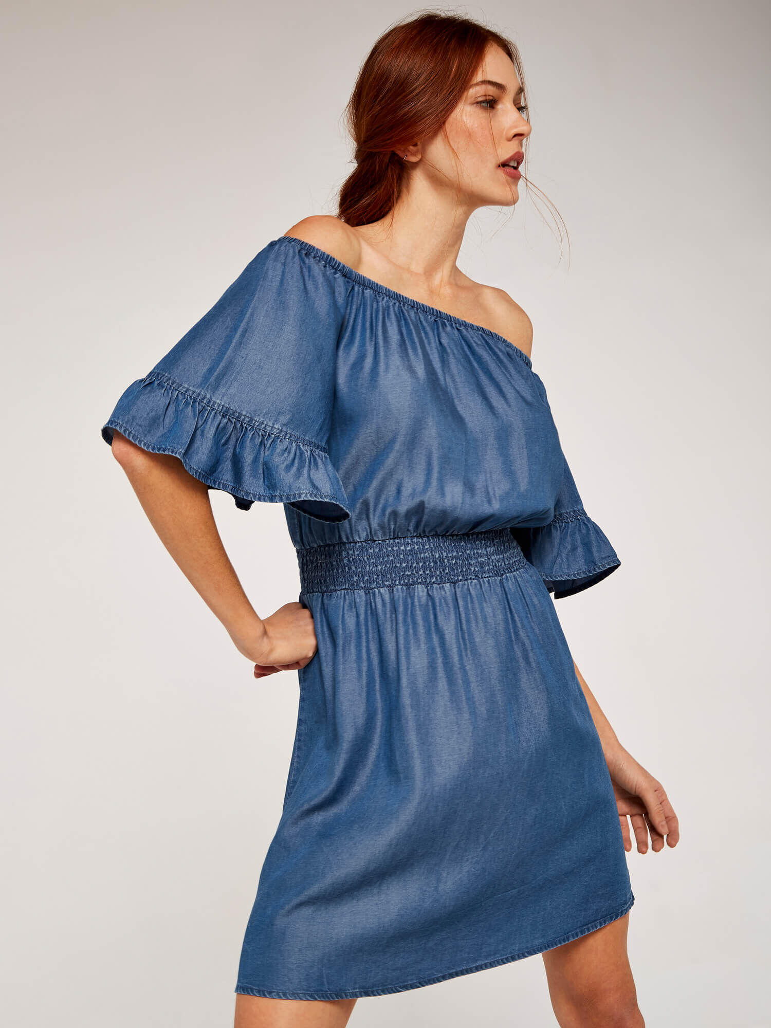 Chambray bardot dress discount