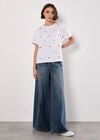 Embroidered Heart Cotton T-Shirt, White, large