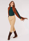 Gold Button Ribbed Jumper, Green, large