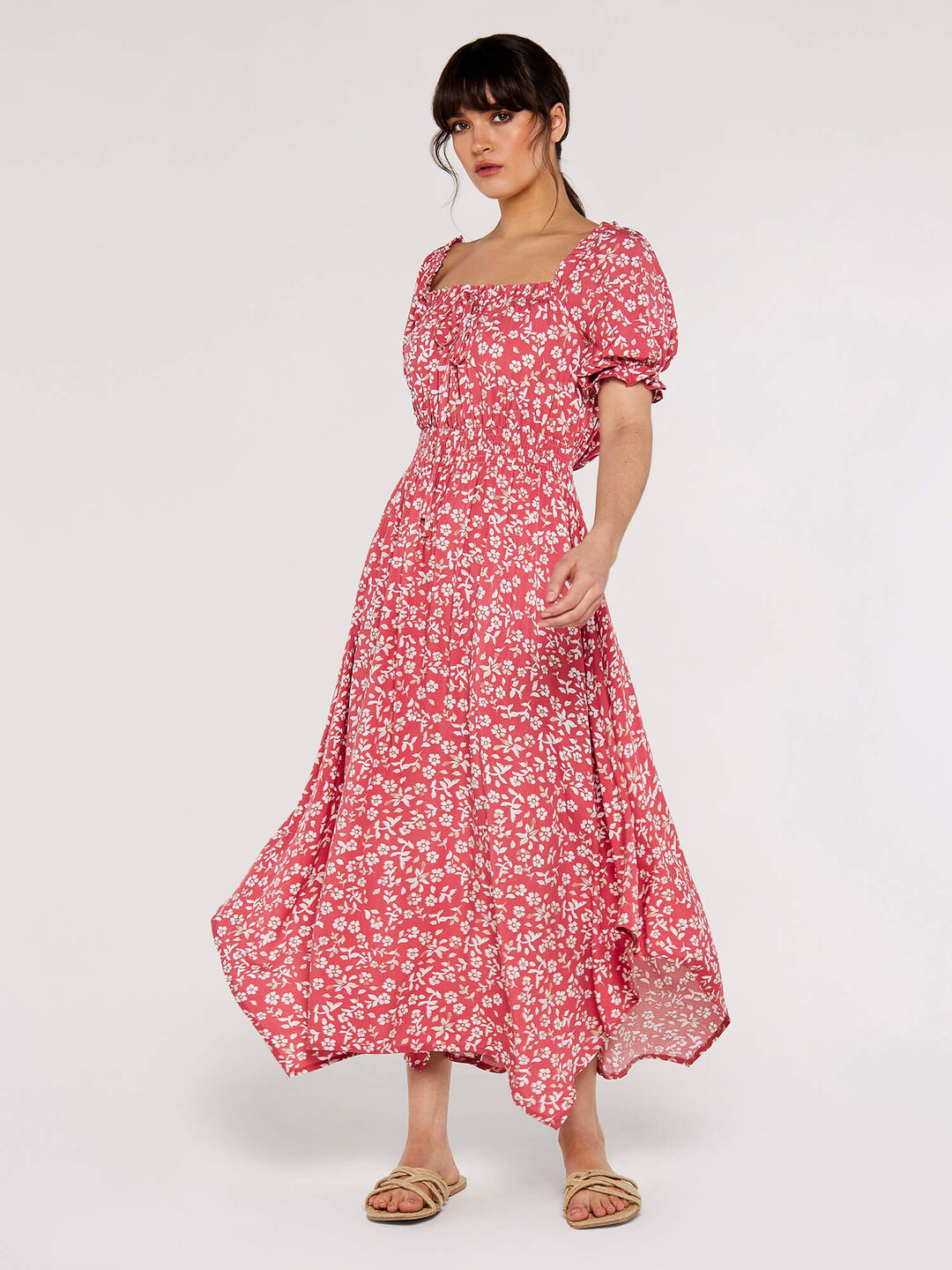 Sarasa Milkmaid Midi Dress | Apricot Clothing