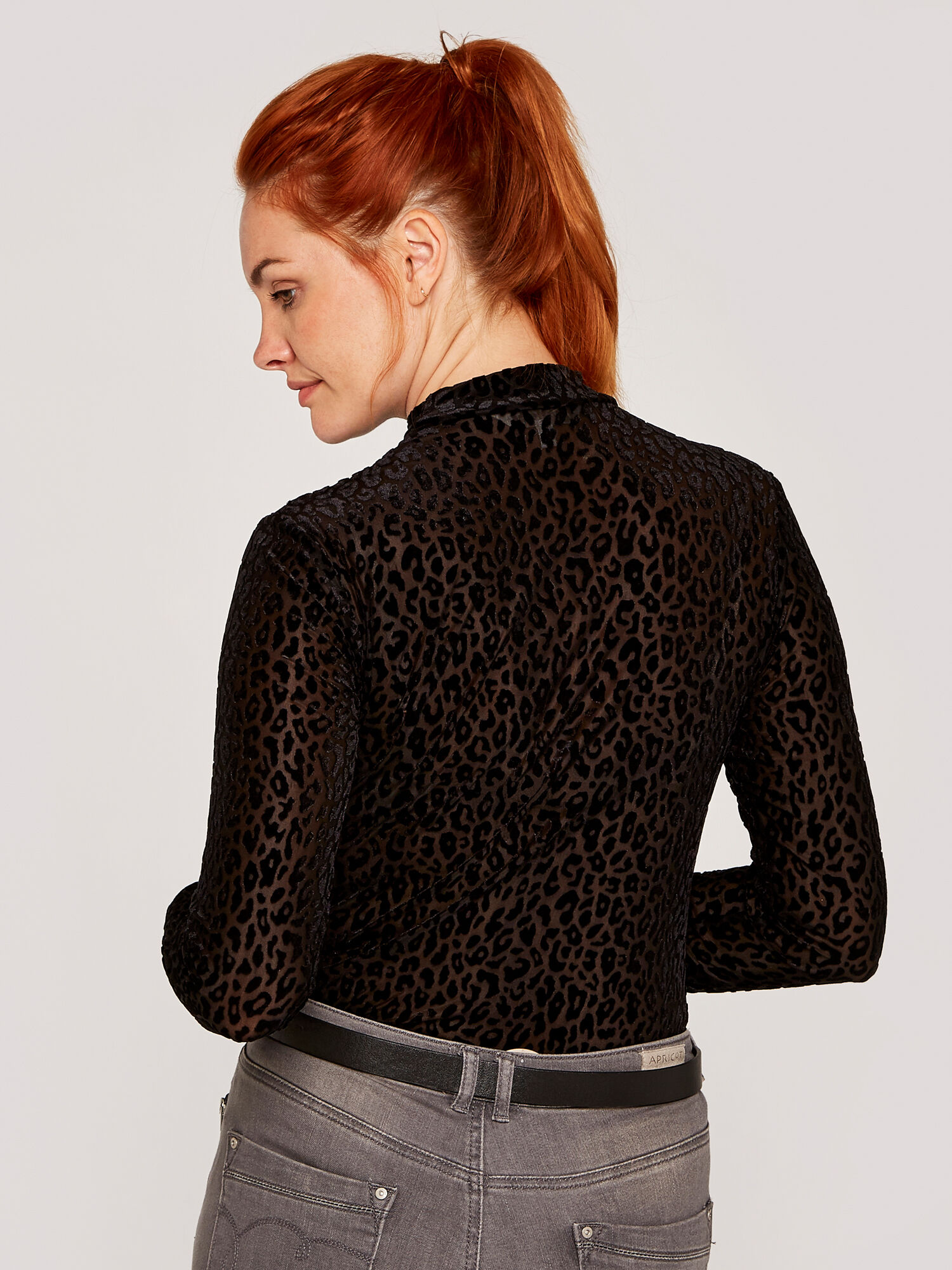 Leopard print mock neck top store