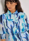 Painterly Swirls Shirt Mini Dress, Blue, large
